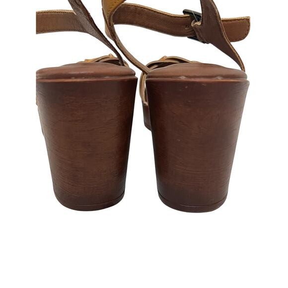 B.o.c Slingback Sandals Womens 11 Braided Strap Platform Block Heel Yellow - Picture 7 of 9